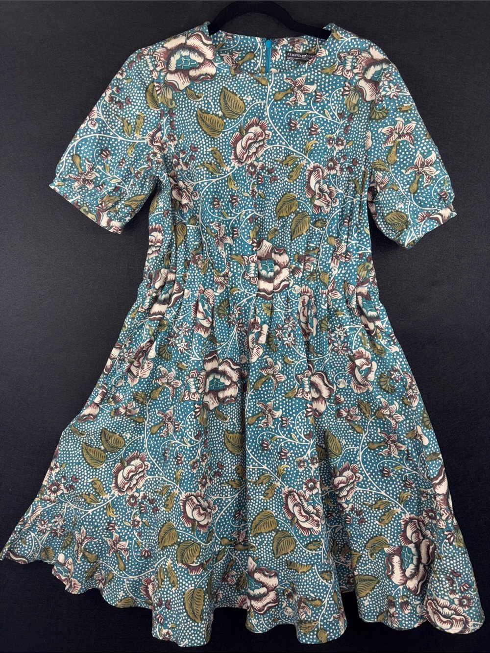 Peruvian Connection “Calico Rose” Short Sleeve Dress 97% Cotton Blend Small